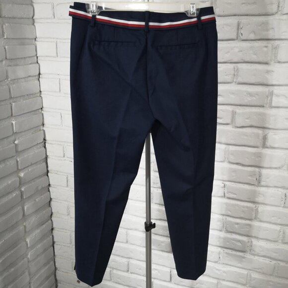 Tommy Hilfiger Ladies Size 4 Navy Stretch Slim Crop Pants with Belt - Picture 2 of 9